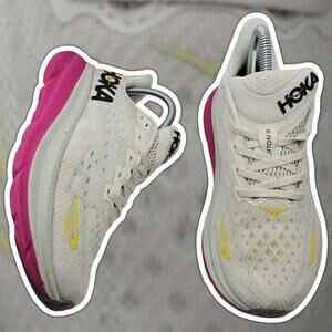 Hoka One One Clifton 9 Eggnog Blanc De Blanc Womens 6.5B Running Shoes Sneaker